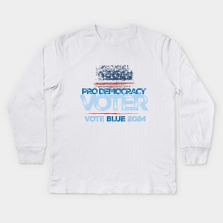 Pro-Democracy Voter, Vote Blue 2024 Kids Long Sleeve T-Shirt